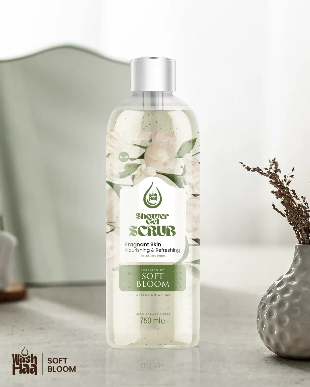 Washhaa Shower Gel Scrub - Soft Bloom