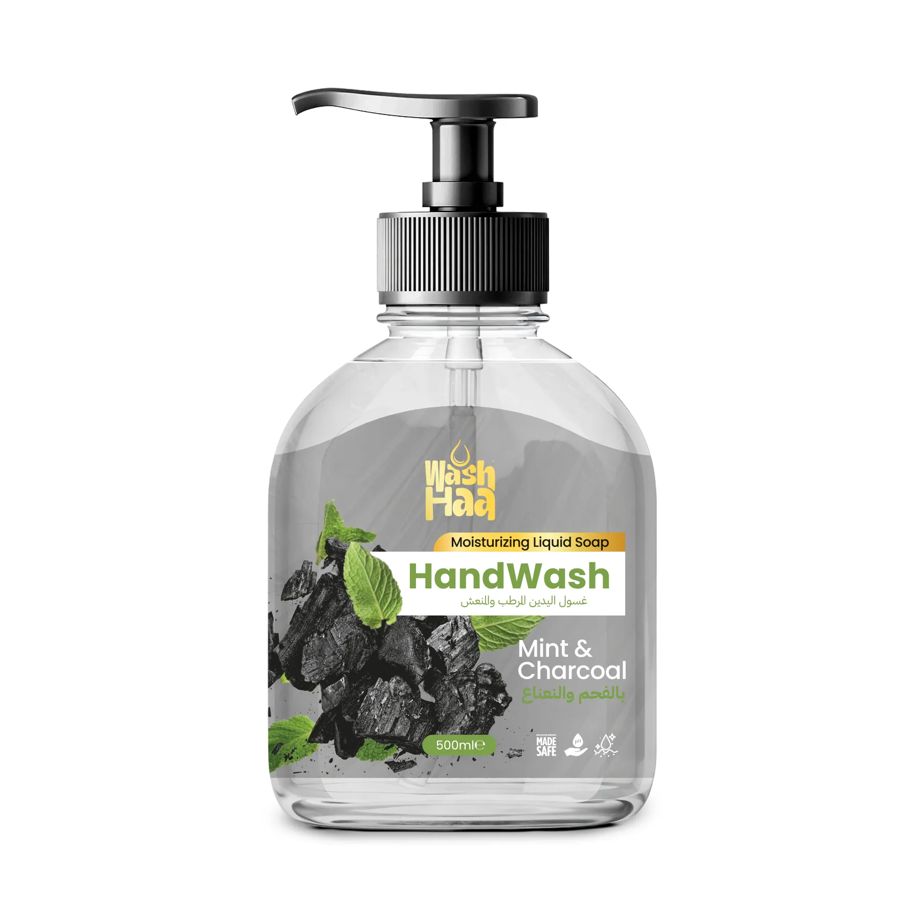 Washhaa Liquid Soap Hand Wash - Mint & Charcoal